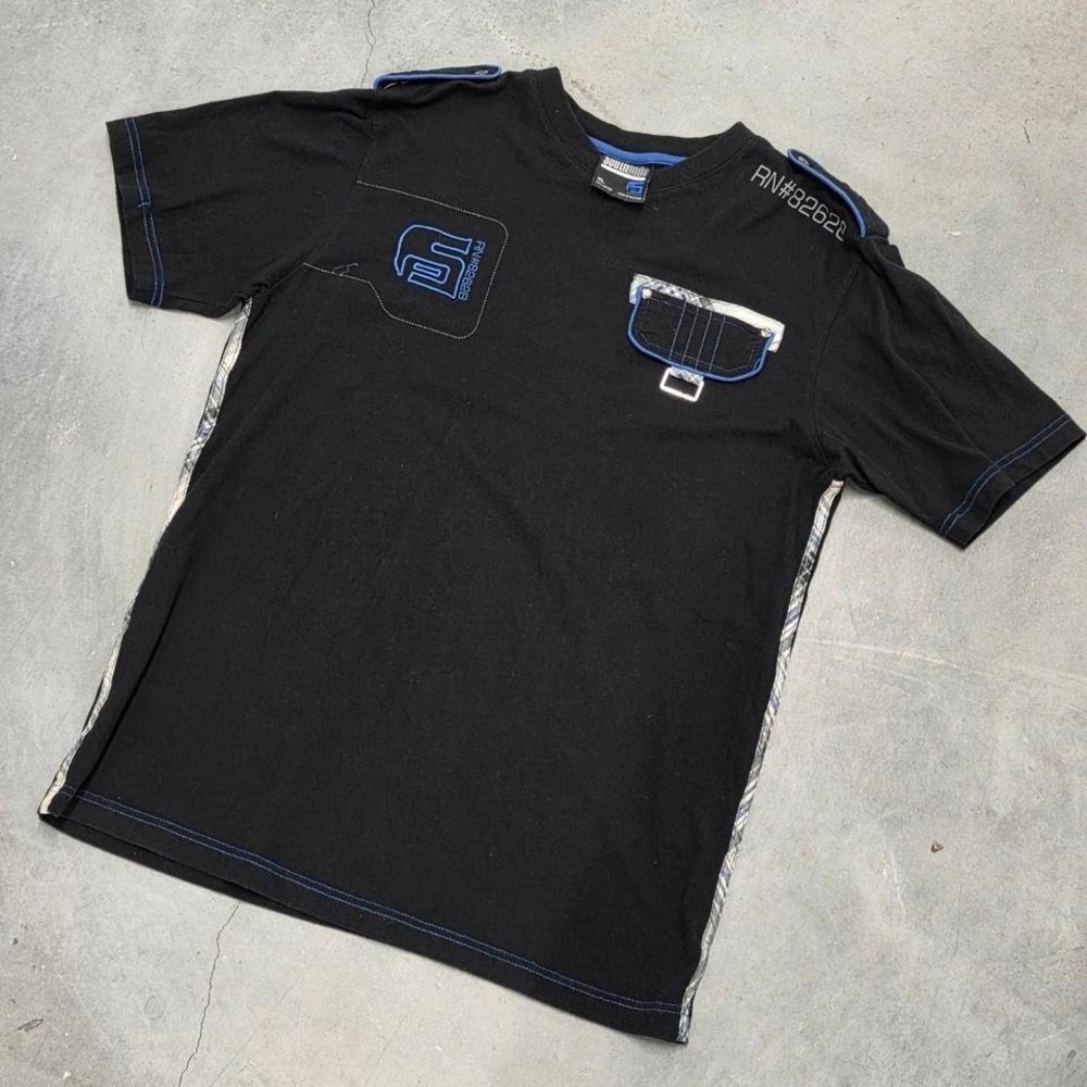 Vintage 90s 00s y2k Southpole black & blue pocket tee Size XL